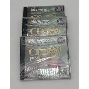 Memorex CD-RW Platinum 4x Rewritable Speed 650MB Data 74 min Audio Sealed NEW X3